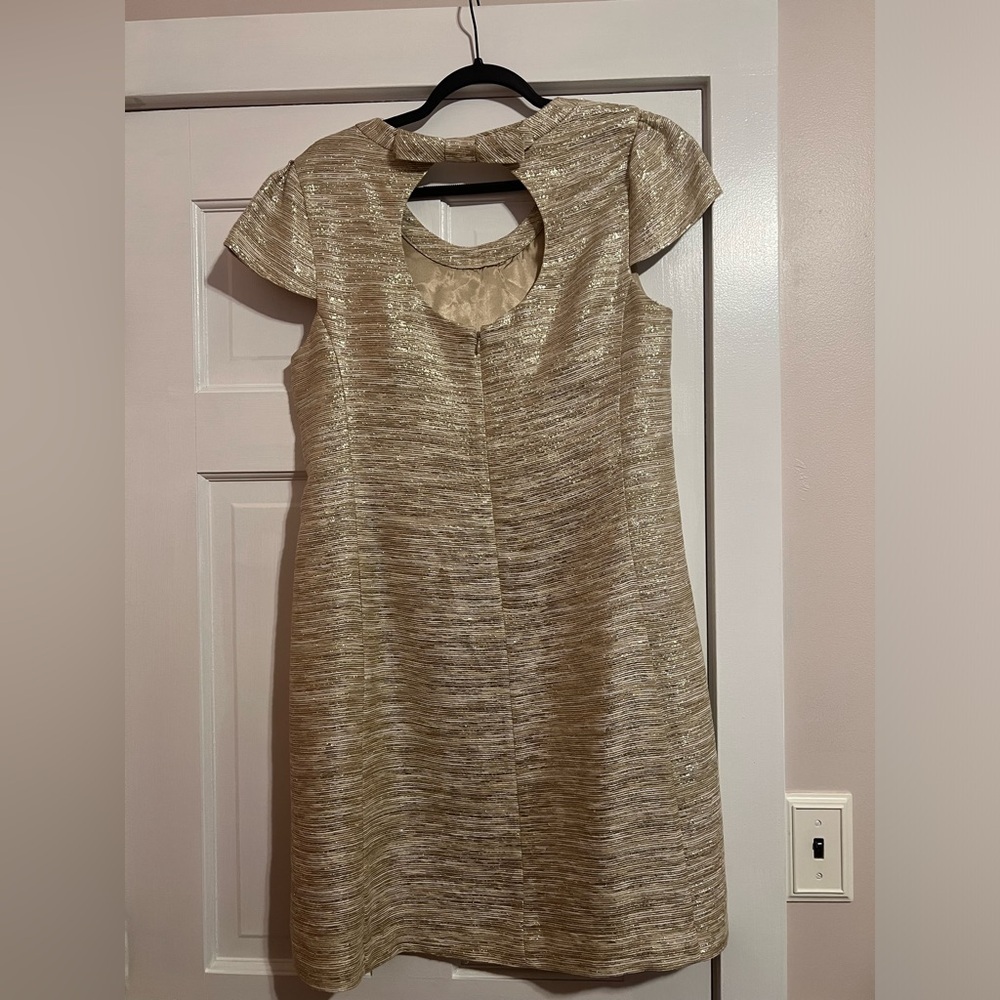 KATE SPADE • GOLD TINSEL STRIPE DRESS - Picture 3 of 8